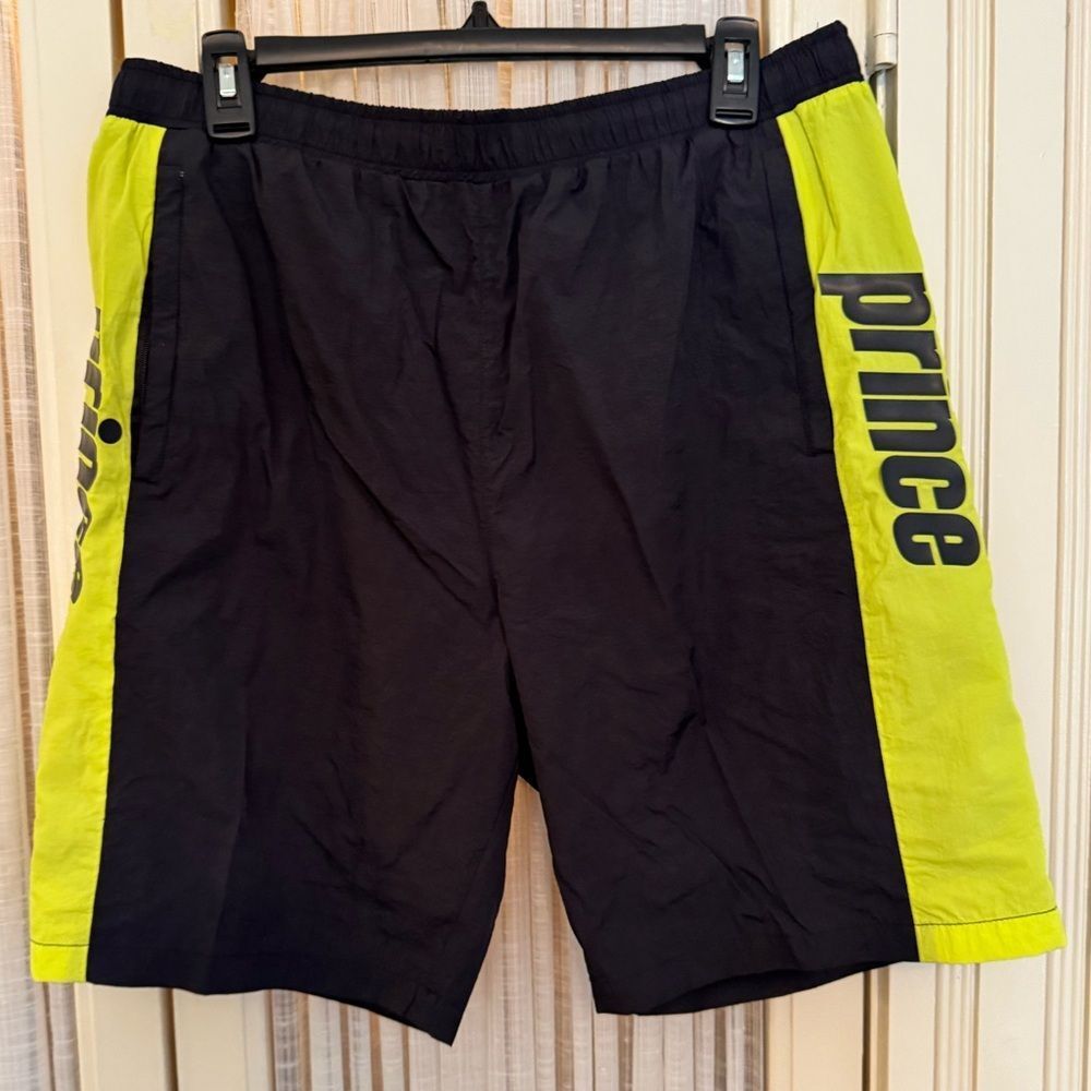 Prince shorts waist M color black with neon stripe and Prince logo